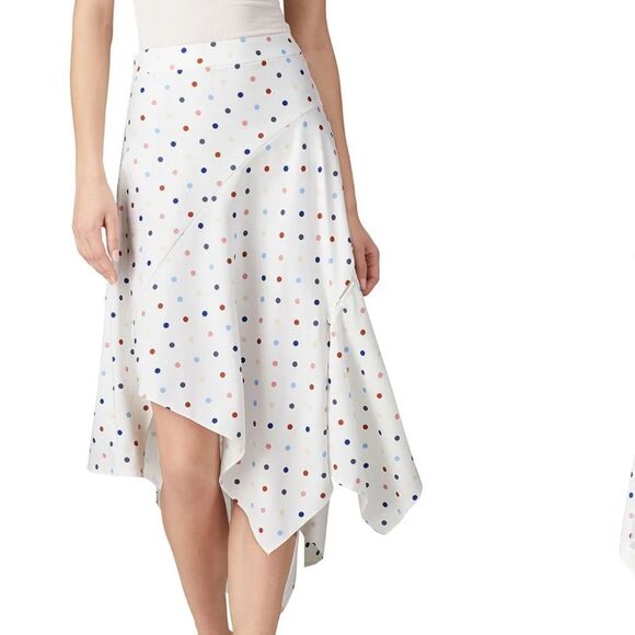 N12H Wonderland Skirt White Dots Asymmetrical Handkerchief Hem Sz Small 2-4 - Picture 3 of 5